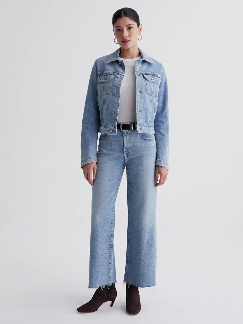 AG Saige Wide Leg Crop Jeans Light Blue High-Rise Size 27